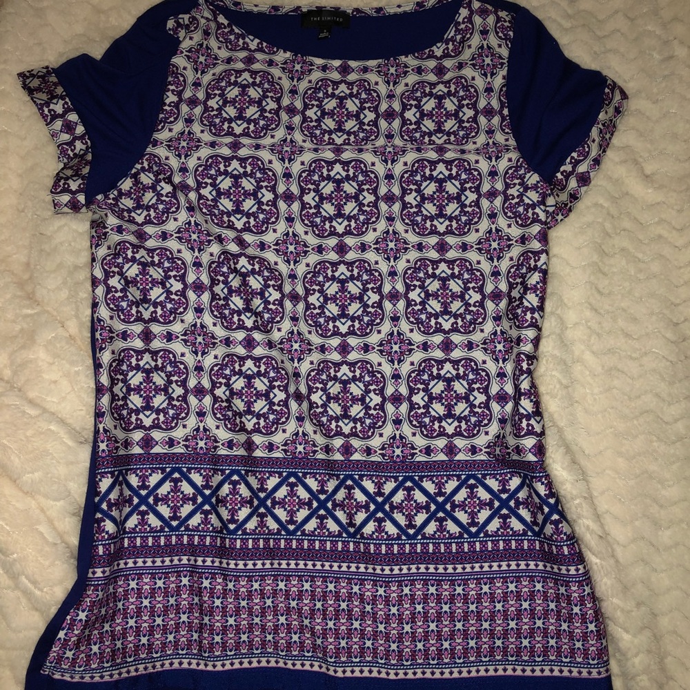 Short sleeve, multi colored blouse